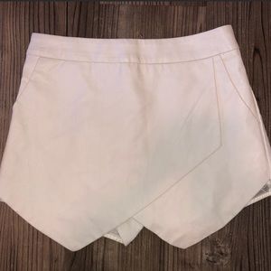 Faux leather white skort